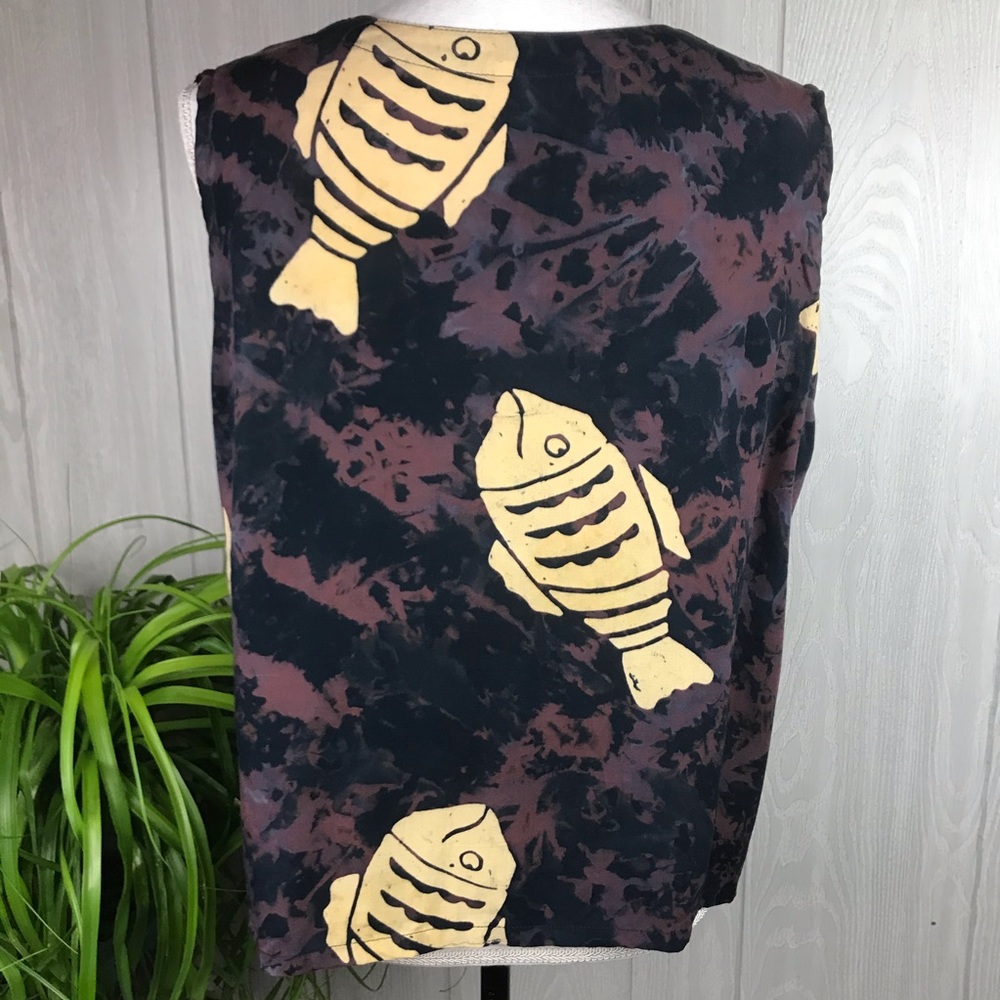 NWOT Vintage Handmade boho one of a kind fish print tank top - Picture 5 of 8